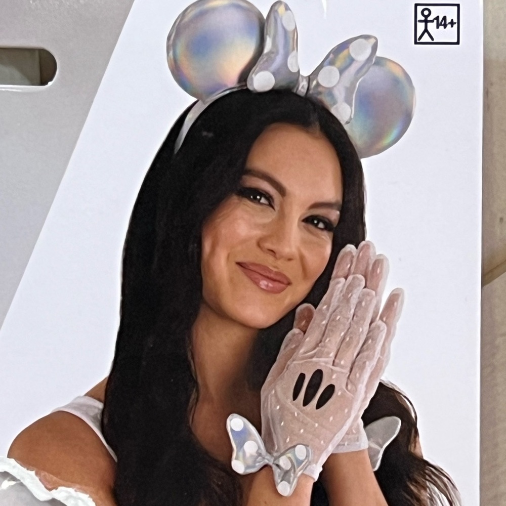 Disney Minnie Mouse 100th Anniversary Iridescent Headband & Matching Gloves NEW
